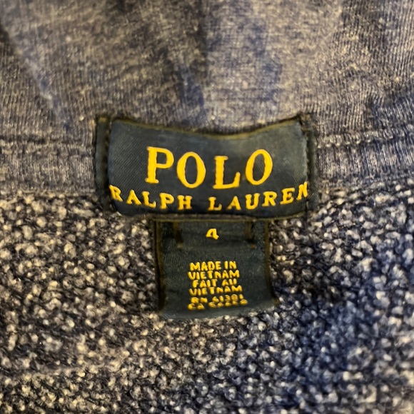 Polo Ralph Lauren Boy’s Size 4 Blue Zip Up Hoodie White POLO Logo Front Pockets - Picture 3 of 13